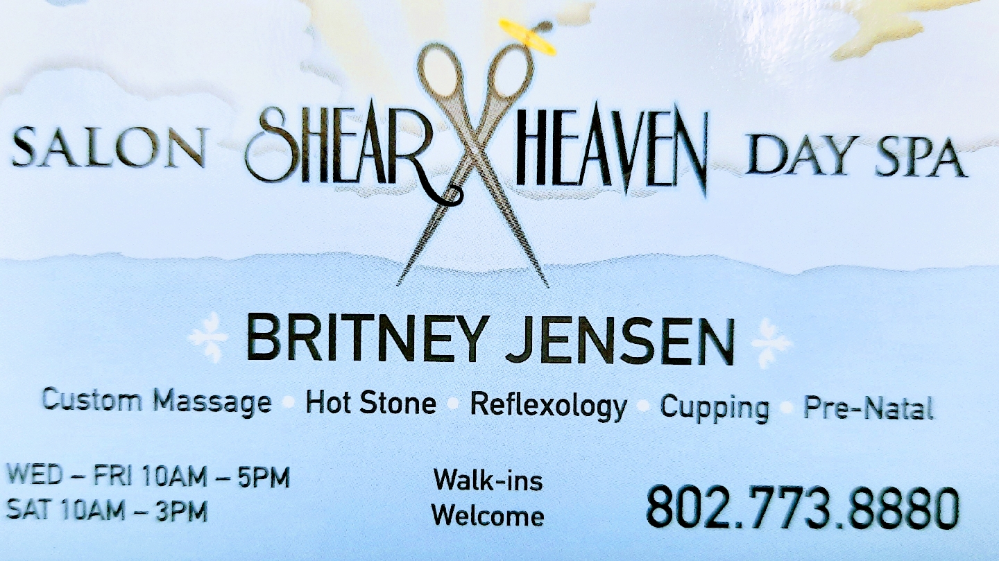 Brit Jensen Licensed MT at Shear Heaven Salon and Day Spa - Beauty Spa in Rutland
